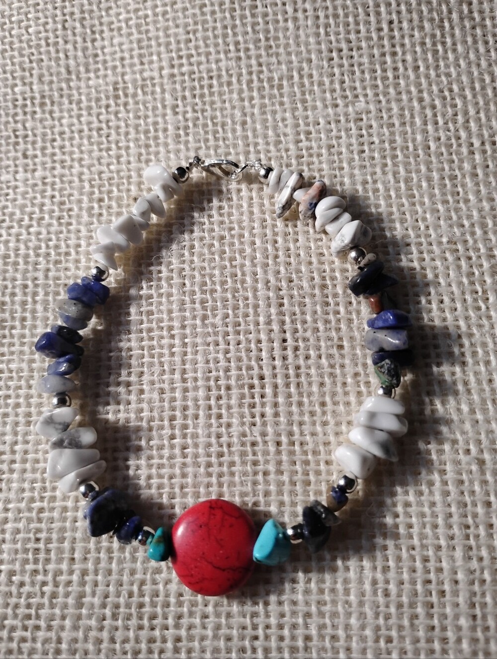 Genuine Assorted Gemstone turquoise Coral bracelet 8 inches Boho Ethnic Tribal